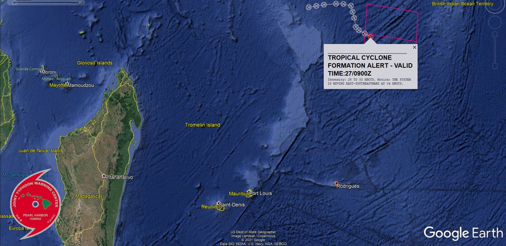 INVEST 98S. 27/09UTC. TCFA ISSUED: HIGH CHANCES OF REACHING 35KNOTS WITHIN 24HOURS.