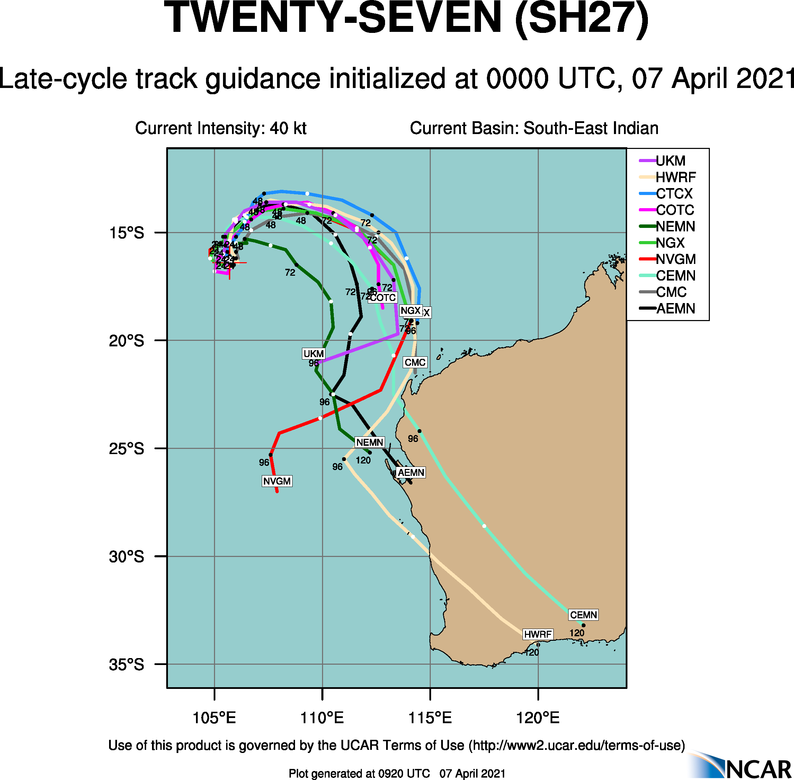 26S. DYNAMIC MODEL GUIDANCE IS IN POOR AGREEMENT, AND THE JTWC  FORECAST TRACK HAS SHIFTED SLIGHTLY TO THE WEST THAN THE PREVIOUS  FORECAST, CLOSE TO THE EGRR SOLUTION. THE GFS, NAVGEM AND ECMWF  SOLUTIONS MOVED FURTHER EAST IN THE MID-RANGE OF THE FORECAST BUT  ALIGN CLOSELY WITH THE JTWC FORECAST BY 96H. CONFIDENCE IN THE  TRACK REMAINS LOW DUE TO THE UNCERTAINTY ASSOCIATED WITH THE BINARY  INTERACTION WITH TC 26S.
