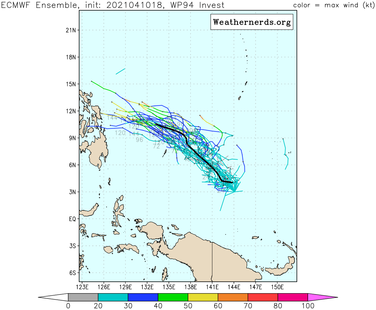 INVEST 94W. INVEST  94W IS IN A FAVORABLE ENVIRONMENT FOR DEVELOPMENT WITH ROBUST  WESTWARD OUTFLOW ALOFT, LOW (5-10 KTS) VERTICAL WIND SHEAR,  AND WARM (29-30C) SEA SURFACE TEMPERATURES. GLOBAL MODELS ARE IN  GENERAL AGREEMENT THAT THE CIRCULATION IN ASSOCIATION WITH INVEST  94W WILL CONSOLIDATE AS IT TRACKS TO THE NORTHWEST OVER THE NEXT 24- 36 HOURS. INVEST 94W. INVEST  94W IS IN A FAVORABLE ENVIRONMENT FOR DEVELOPMENT WITH ROBUST  WESTWARD OUTFLOW ALOFT, LOW (5-10 KTS) VERTICAL WIND SHEAR,  AND WARM (29-30C) SEA SURFACE TEMPERATURES. GLOBAL MODELS ARE IN  GENERAL AGREEMENT THAT THE CIRCULATION IN ASSOCIATION WITH INVEST  94W WILL CONSOLIDATE AS IT TRACKS TO THE NORTHWEST OVER THE NEXT 24- 36 HOURS.