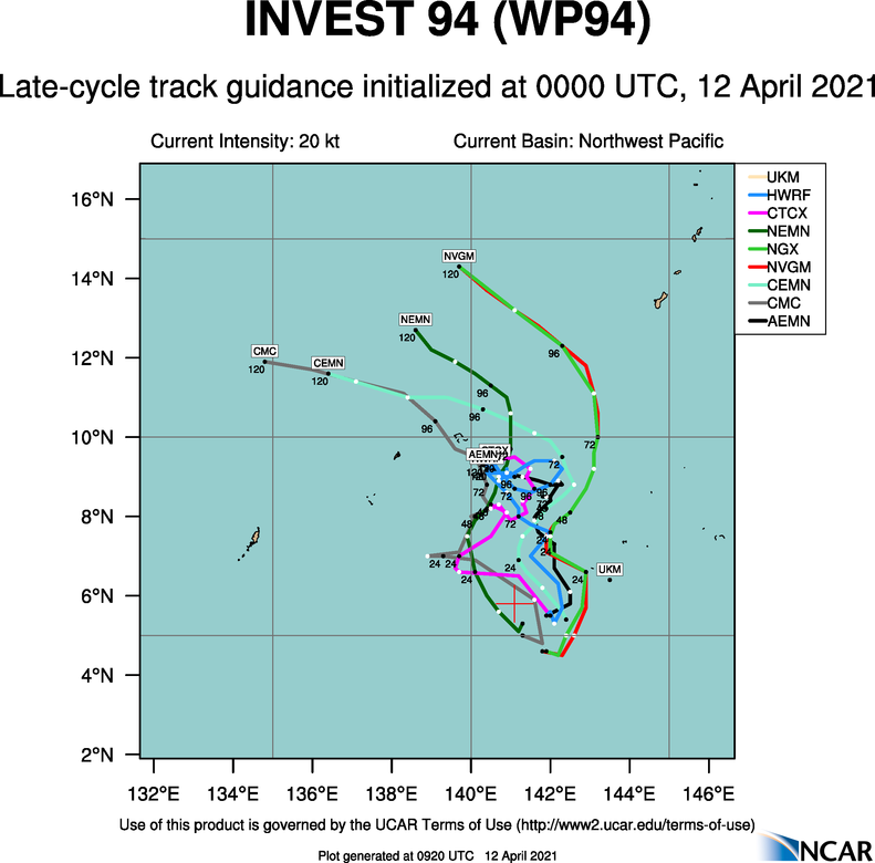 INVEST 94W. GLOBAL MODELS ARE  IN GOOD AGREEMENT THAT INVEST 94W WILL STEADILY INTENSIFY AS IT  TRACKS TO THE NORTHWEST OVER THE NEXT 24 HOURS.