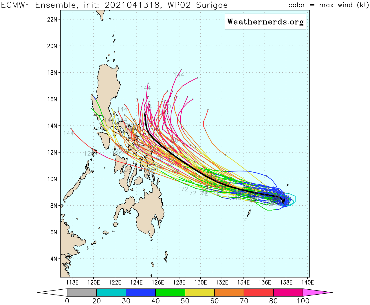02W(SURIGAE). GUIDANCE: ECMWF ENSEMBLE.