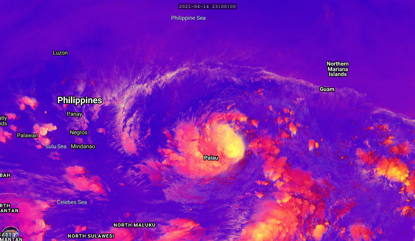 02W(SURIGAE). 15/02UTC. 3H LOOP.  ANIMATED MULTI-SPECTRAL SATELLITE IMAGERY  (MSI) SHOWS FORMATIVE BANDING WRAPPING INTO A PARTIALLY EXPOSED LOW  LEVEL CIRCULATION WITH PERSISTANT DEEP CONVECTION OVERHEAD.