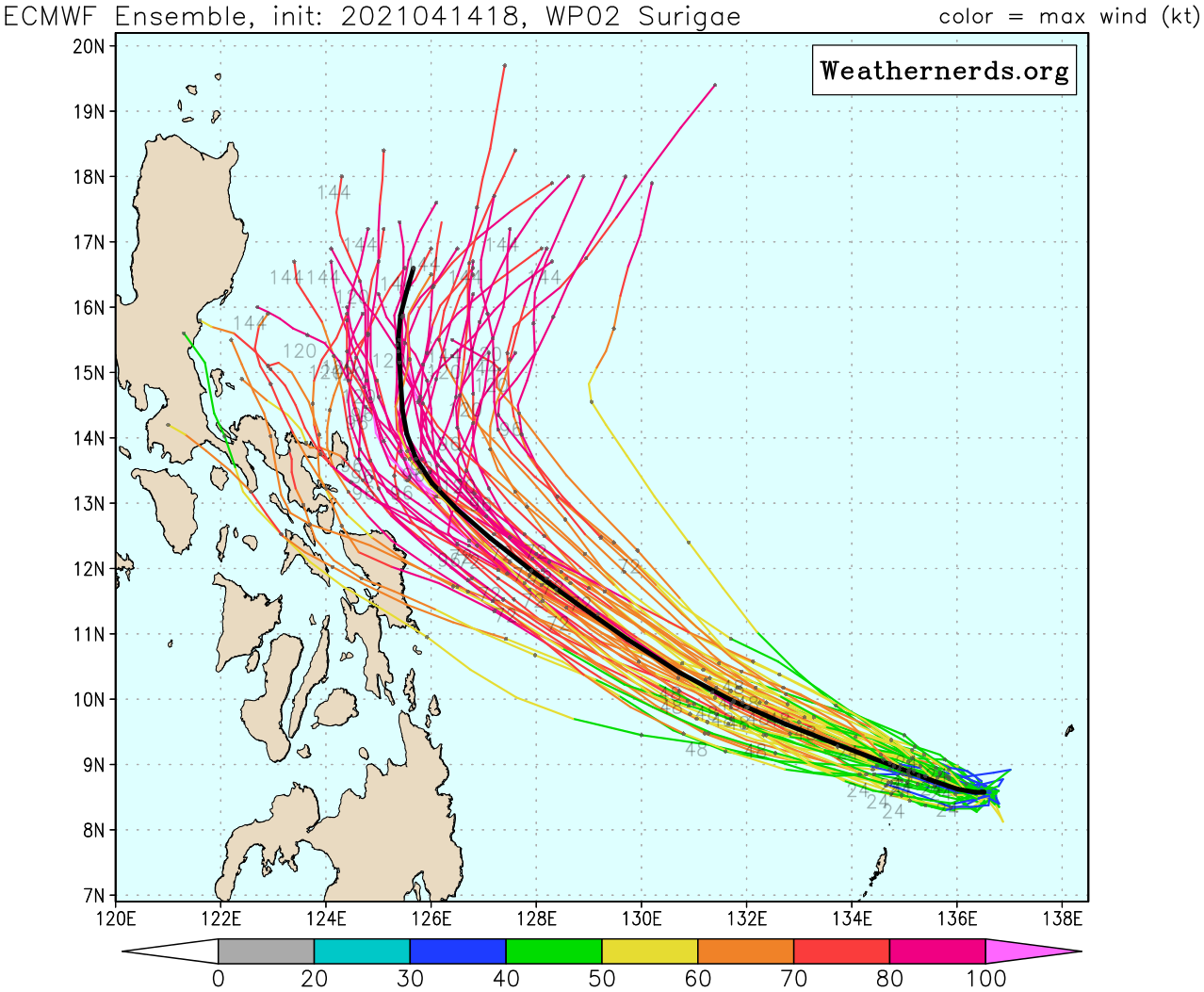 02W(SURIGAE). MODEL ENSEMBLE: ECMWF