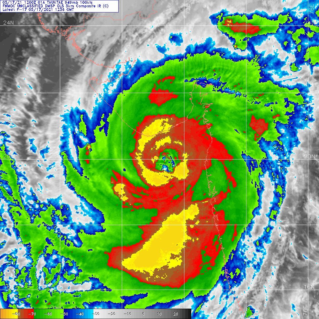 TC 01A(TAUKNAE). 17/1236UTC. DMSP ENHANCED INFRA-RED. TC 01A(TAUKNAE). 17/1236UTC. DMSP ENHANCED INFRA-RED.