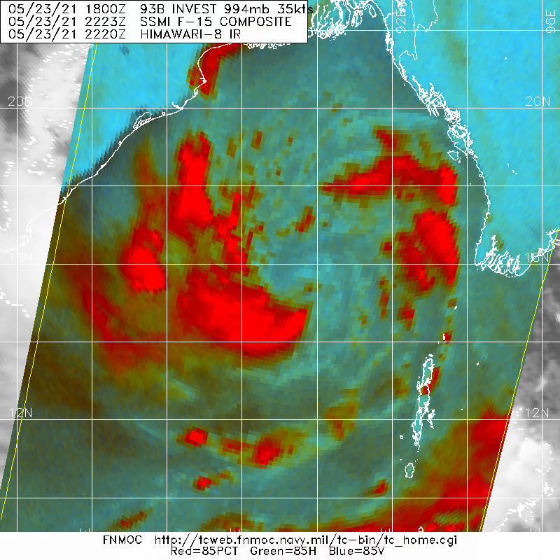 TC 02B. 23/2223UTC. THE SYSTEM IS GRADUALLY CONSOLIDATING FROM A MONSOON DEPRESSION.