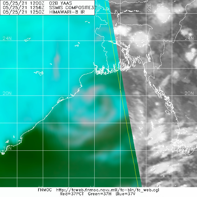 TC 02B. 25/1237UTC. MICROWAVE(37) DEPICTED VERY WELL THE LOW LEVEL CIRCULATION CENTER.