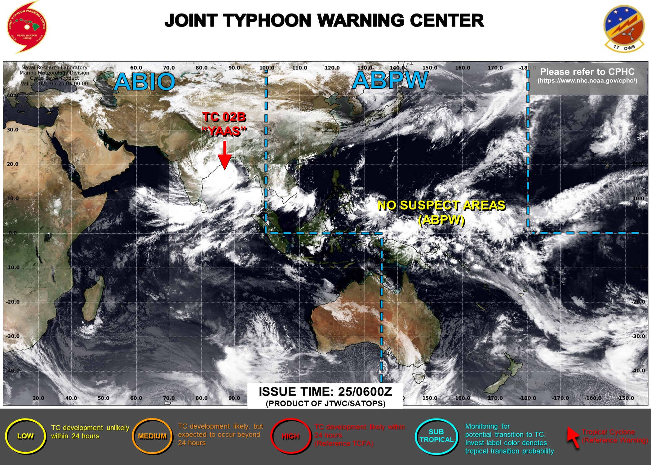 JTWC HAS BEEN ISSUING 6HOURLY WARNINGS AND 3HOURLY SATELLITE BULLETINS ON TC 02B(YAAS).