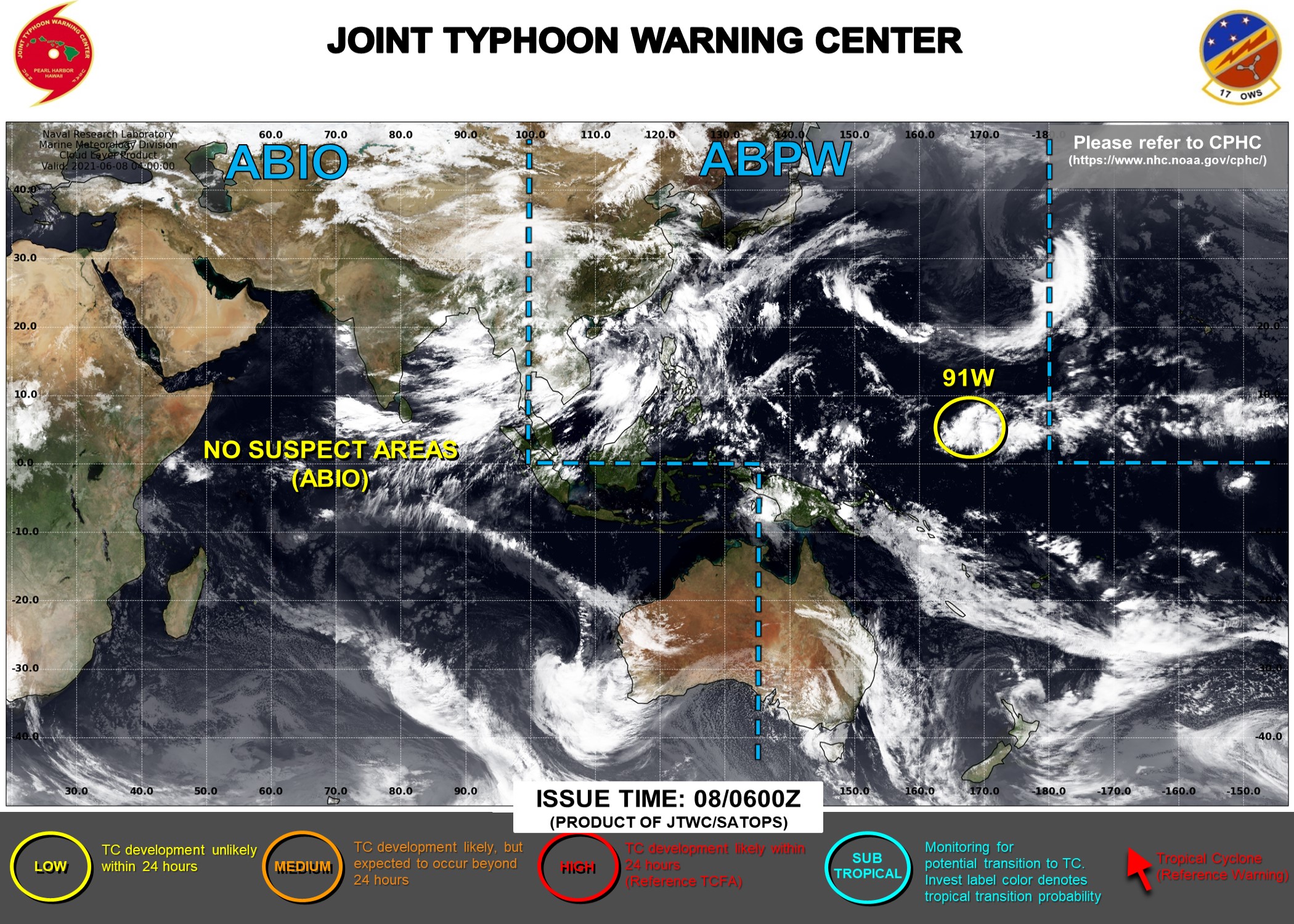 08/06UTC. INVEST 91W NOW ON THE MAP: LOW CHANCES OF DEVELOPING 25KNOT WINDS NEAR ITS CENTER WITHIN 24HOURS.