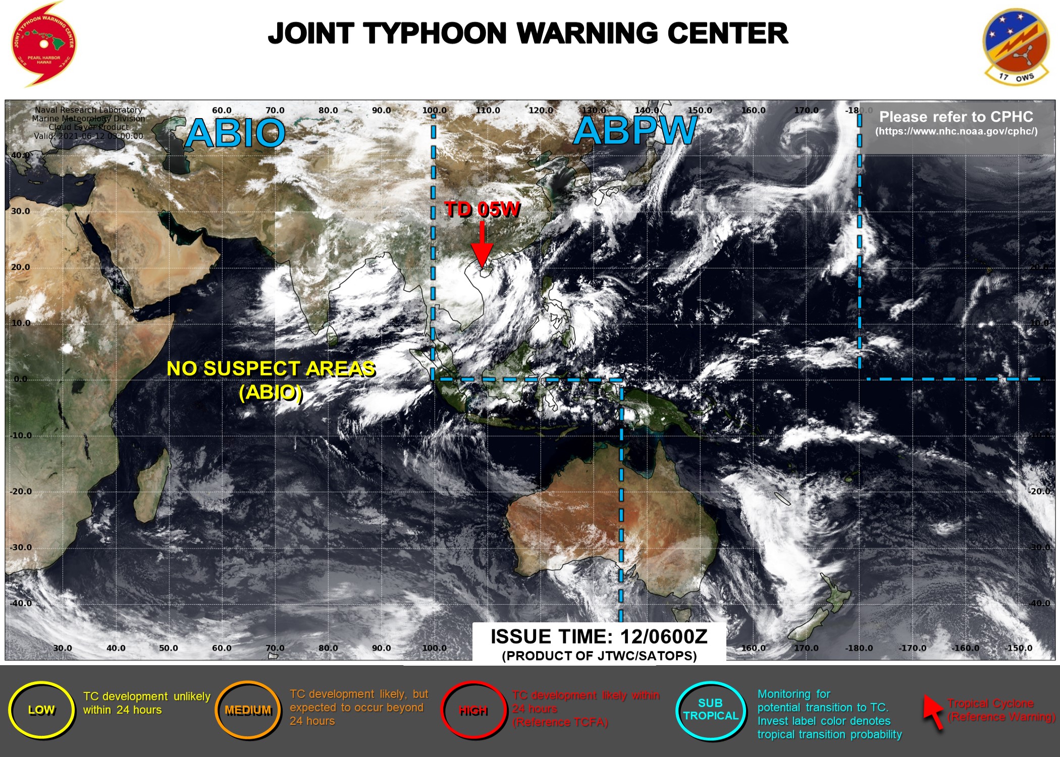 JTWC IS ISSUING 6HOURLY WARNINGS AND 3HOURLY SATELLITE BULLETINS ON TD 05W.