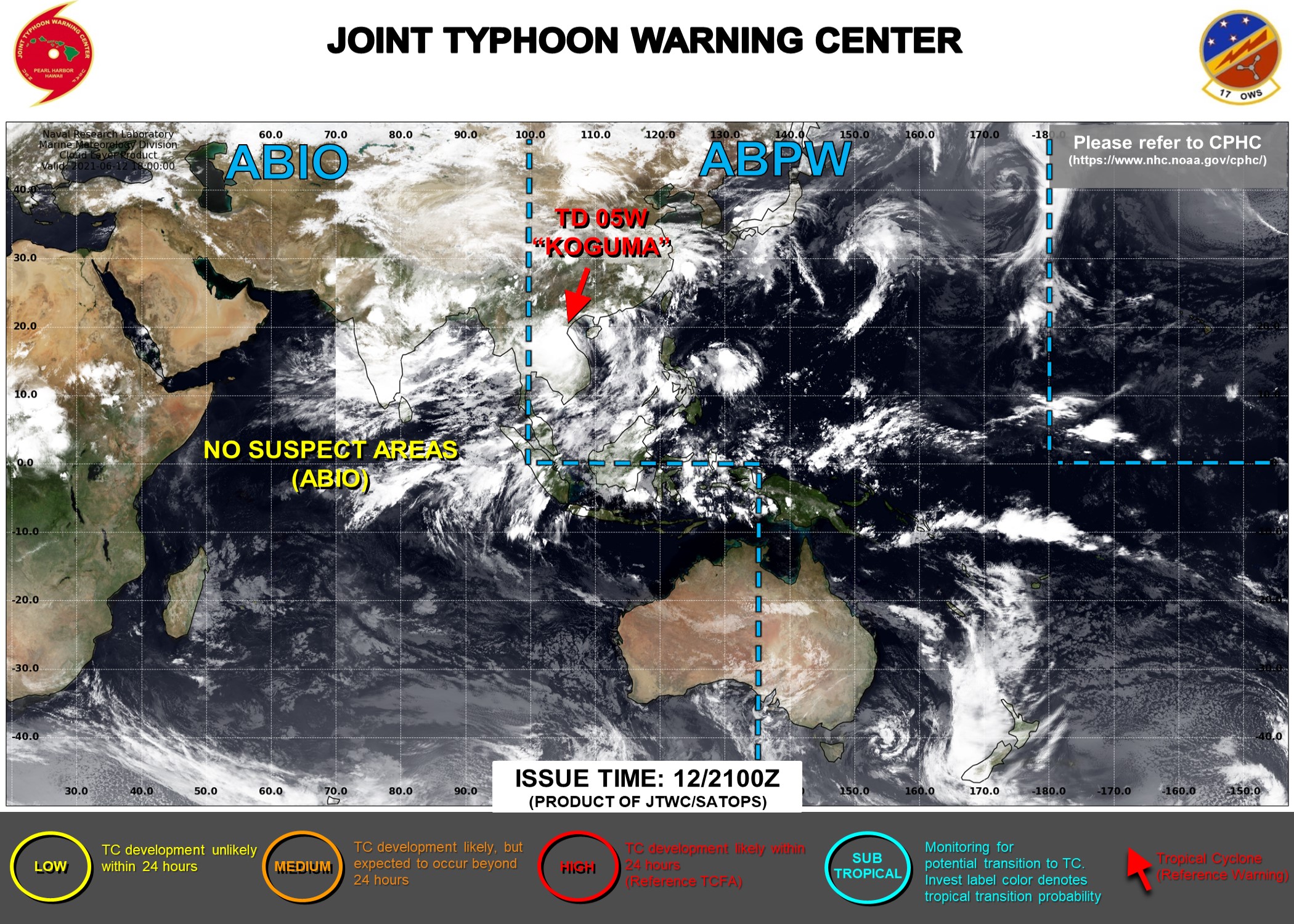 12/21UTC. JTWC ISSUED THE FINAL WARNING ON 05W(KOGUMA) AT 12/21UTC. 3HOURLY SATELLITE BULLETINS ARE STILL ISSUED.