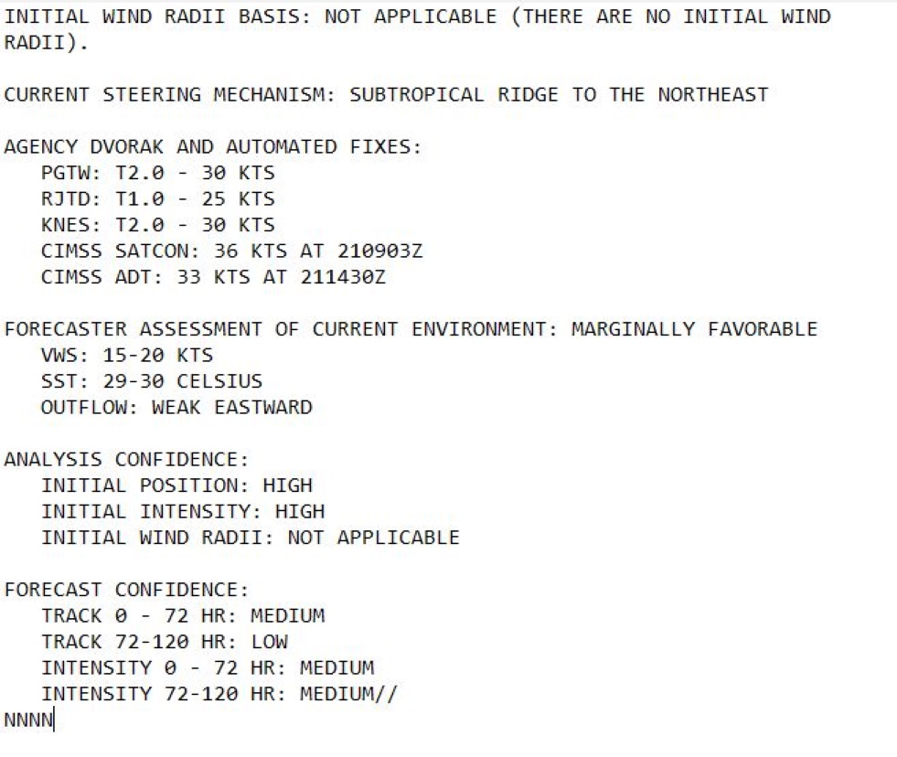 WNP: TD 06W is tracking to the South of Guam, forecast to reach Tropical Storm intensity by 24hours, 21/21utc update