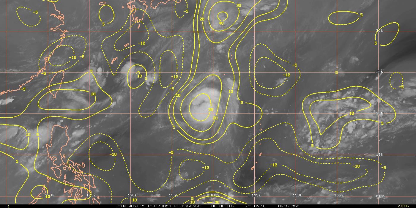 MODERATE OUTFLOW POLEWARD AND EQUATORWARD.