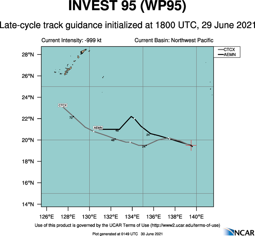 INVEST 95W. GLOBAL MODELS ARE IN GOOD AGREEMENT THAT  95W WILL CONTINUE TO TRACK WEST-SOUTHWESTWARD ALONG A SUBTROPICAL  RIDGE TO THE EAST AS IT STEADILY INTENSIFIES BEFORE TURNING TO A  MORE WEST-NORTHWESTWARD TRACK OVER THE NEXT 24-36 HOURS. INVEST 95W. GLOBAL MODELS ARE IN GOOD AGREEMENT THAT  95W WILL CONTINUE TO TRACK WEST-SOUTHWESTWARD ALONG A SUBTROPICAL  RIDGE TO THE EAST AS IT STEADILY INTENSIFIES BEFORE TURNING TO A  MORE WEST-NORTHWESTWARD TRACK OVER THE NEXT 24-36 HOURS.