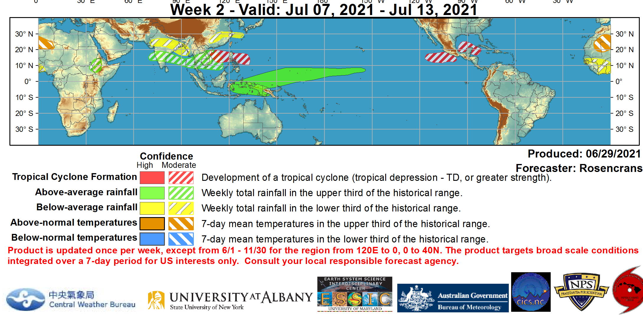 In week-2, the highest odds shift westward, more aligned with a phase-3 MJO event, stretching from the South China Sea across Luzon and potentially northward near Taiwan. In week-2, the highest odds shift westward, more aligned with a phase-3 MJO event, stretching from the South China Sea across Luzon and potentially northward near Taiwan.