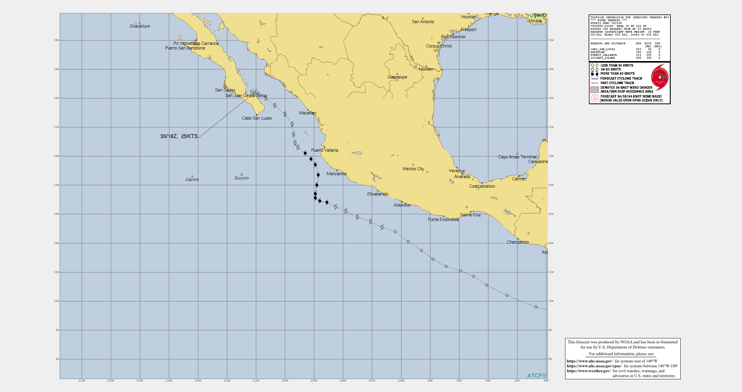 EASTERN NORTH PACIFIC. 05E(ENRIQUE). FINAL WARNING ISSUED AT 30/22UTC. PEAK INTENSITY WAS 80KNOTS/CAT 1.