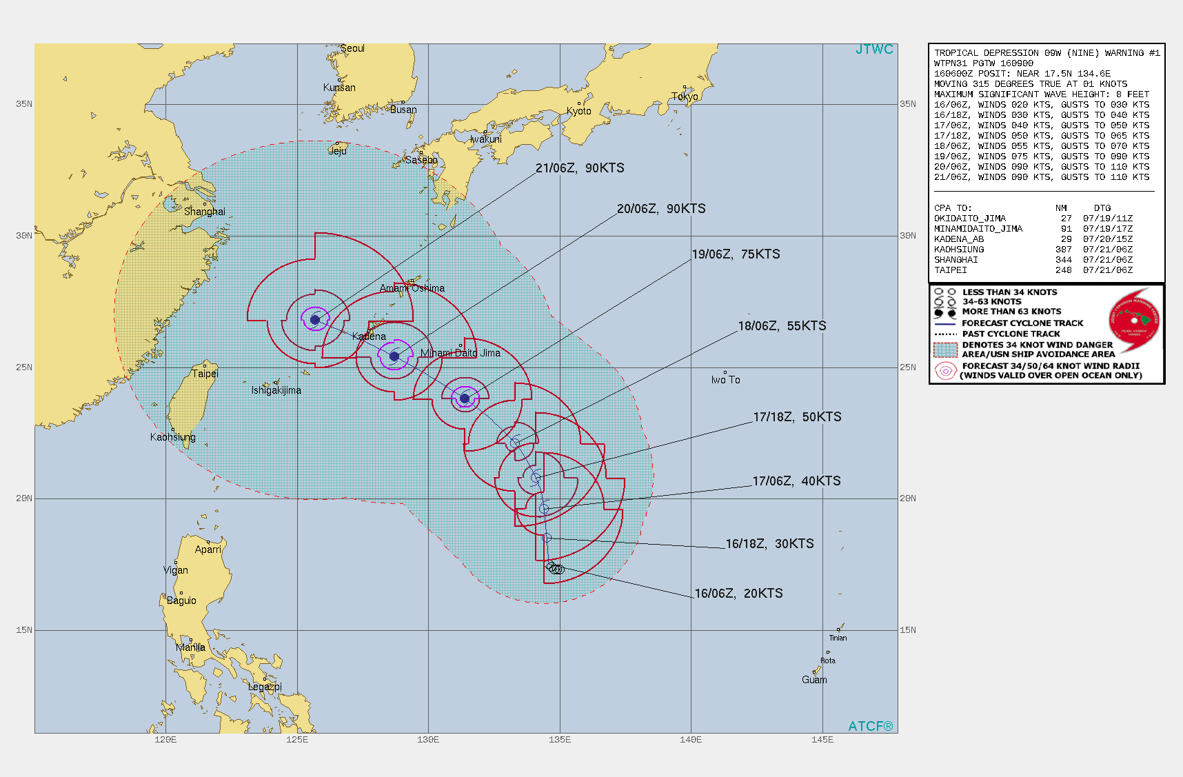 TD 09W. WARNING 1 ISSUED AT 16/09UTC.