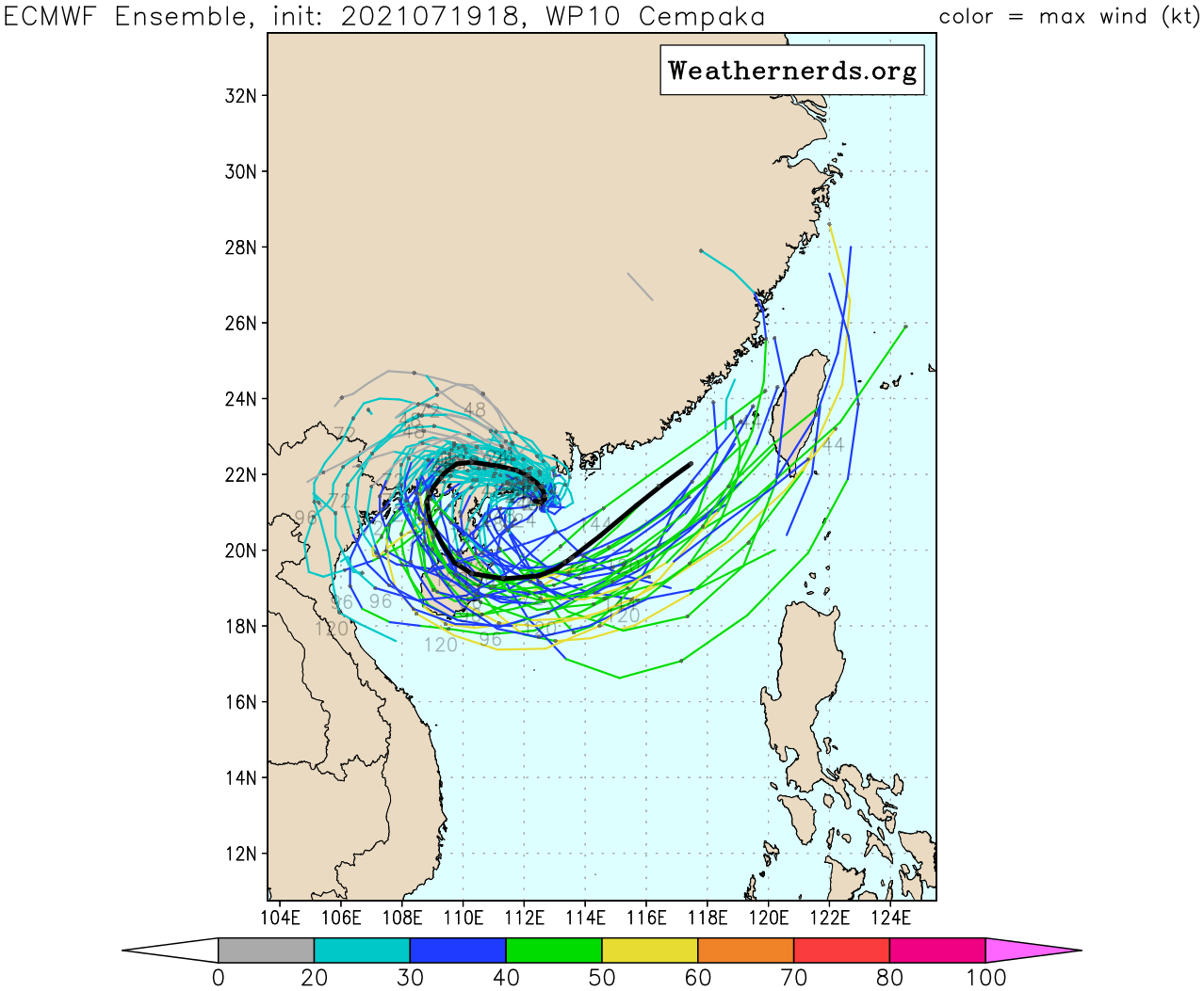TY 10W(CEMPAKA).MODEL DISCUSSION: NUMERICAL MODELS ARE IN UNISON WITH THE TIGHT U-TURN FORECAST TRACK, ALBEIT IN VARYING DEGREES AND SPEED WITH NVGM OFFERING THE TIGHTEST TURN AND GFS AND JGSM ON THE WIDE MARGIN OF THE ENVELOPE. THIS, PLUS GIVEN THE UNCERTAINTY OF LAND INTERACTION AND THE ANTICIPATED STRONG SOUTHWESTERLY MONSOON SURGE IN THE SOUTH CHINA SEA, CONTRIBUTE TO AN OVERALL LOW CONFIDENCE IN THE JTWC TRACK AND INTENSITY FORECASTS. TY 10W(CEMPAKA).MODEL DISCUSSION: NUMERICAL MODELS ARE IN UNISON WITH THE TIGHT U-TURN FORECAST TRACK, ALBEIT IN VARYING DEGREES AND SPEED WITH NVGM OFFERING THE TIGHTEST TURN AND GFS AND JGSM ON THE WIDE MARGIN OF THE ENVELOPE. THIS, PLUS GIVEN THE UNCERTAINTY OF LAND INTERACTION AND THE ANTICIPATED STRONG SOUTHWESTERLY MONSOON SURGE IN THE SOUTH CHINA SEA, CONTRIBUTE TO AN OVERALL LOW CONFIDENCE IN THE JTWC TRACK AND INTENSITY FORECASTS.