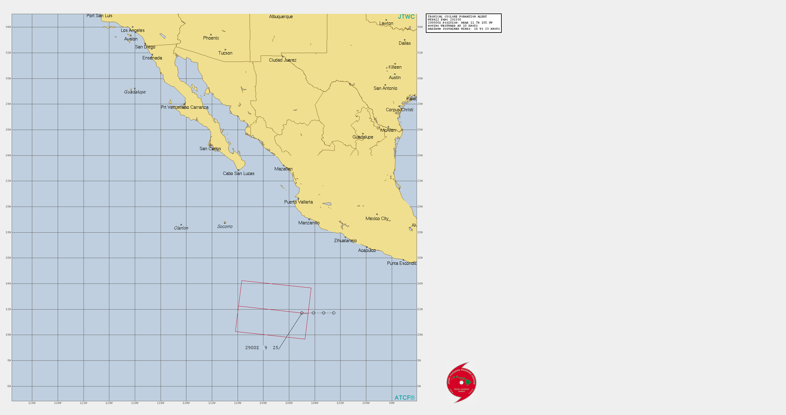 INVEST 90E. TROPICAL CYCLONE FORMATION ALERT ISSUED AT 29/1330UTC. INVEST 90E. TROPICAL CYCLONE FORMATION ALERT ISSUED AT 29/1330UTC.