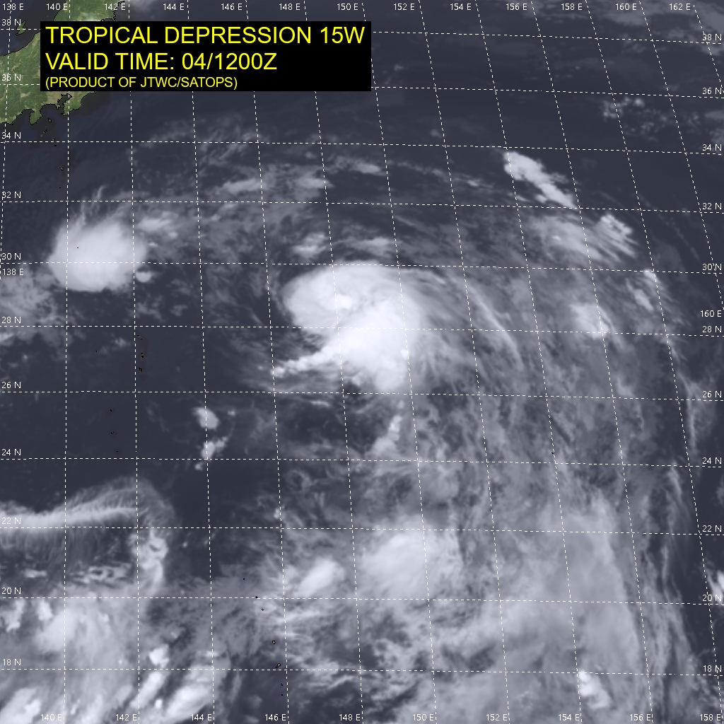 15W.SATELLITE ANALYSIS, INITIAL POSITION AND INTENSITY DISCUSSION: ANIMATED ENHANCED INFRARED (EIR) SATELLITE IMAGERY SHOWS A MEDIUM SIZED CONSOLIDATING SYSTEM TO THE EAST OF AN UPPER LEVEL LOW. THE INITIAL POSITION AND INTENSITY ARE EXTRAPOLATED WITH HIGH CONFIDENCE FROM A 040934UTC ASCAT BULLSEYE PASS. ANALYSIS INDICATES A MARGINALLY FAVORABLE ENVIRONMENT WITH LOW VERTICAL WIND SHEAR, WARM SSTS, AND MODERATE RADIAL OUTFLOW TEMPERED BY SUBSIDENCE ALONG THE WESTERN FLANK DUE TO THE UPPER LEVEL LOW.