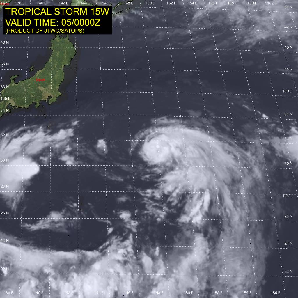 TS 15W.SATELLITE ANALYSIS, INITIAL POSITION AND INTENSITY DISCUSSION: ANIMATED MULTISPECTRAL SATELLITE IMAGERY (MSI) DEPICTS A CONSOLIDATING SYSTEM WITH BANDS OF CONVECTION IN THE WESTERN  PERIPHERY WRAPPING INTO A DEFINED LOW LEVEL CIRCULATION CENTER  (LLCC) WITH INDICATIONS OF OVERSHOOTING TOPS NEAR THE CENTER. THE  INITIAL POSITION IS PLACED WITH HIGH CONFIDENCE BASED ON A 042158Z  ASCAT-A PASS. THE INITIAL INTENSITY OF 40 KTS IS ASSESSED WITH  MEDIUM CONFIDENCE BASED ON AND HEDGED HIGHER THAN PGTW DVORAK, ADT  AND SATCON ESTIMATES. ANALYSIS INDICATES A FAVORABLE ENVIRONMENT  WITH GOOD EQUATORWARD OUTFLOW ALOFT, LOW (5-10 KTS) VWS, AND WARM  (28-29C) SSTS. THE LIMITING FACTOR IS THE INTRODUCTION OF DRIER AIR  IN THE UPPER LEVELS WHICH IS SUPPRESSING CONVECTION IN THE WESTERN  PERIPHERY.