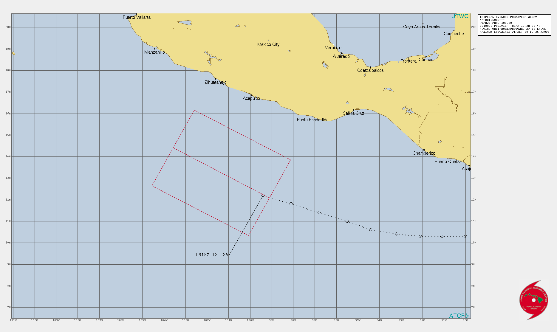 EASTERN PACIFIC. INVEST 93E. TROPICAL CYCLONE FORMATION ALERT RE-ISSUED AT 10/00UTC.