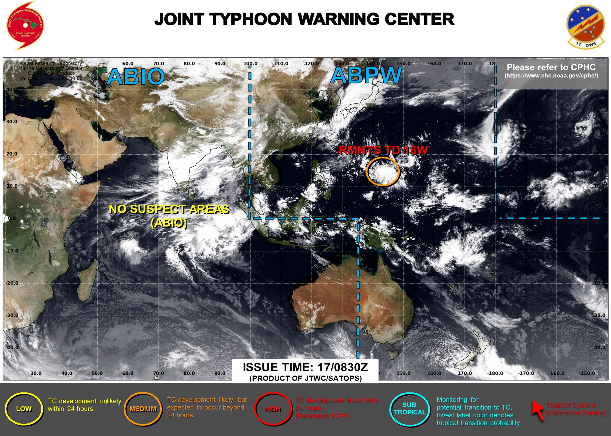 JTWC HAVE ISSUED WARNING 28/FINAL ON 16W AT 17/09UTC. THE SYSTEM IS DOWN-GRADED TO MEDIUM WITH MODERATE CHANCES OF REGENERATION. 3HOURLY SATELLITE BULLETINS ARE STILL ISSUED ON IT.