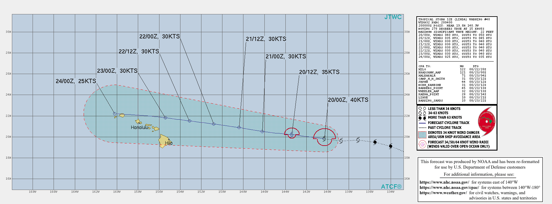EASTERN PACIFIC. TS 12E(LINDA).WARNING 40 ISSUED AT 20/04UTC. EASTERN PACIFIC. TS 12E(LINDA).WARNING 40 ISSUED AT 20/04UTC.