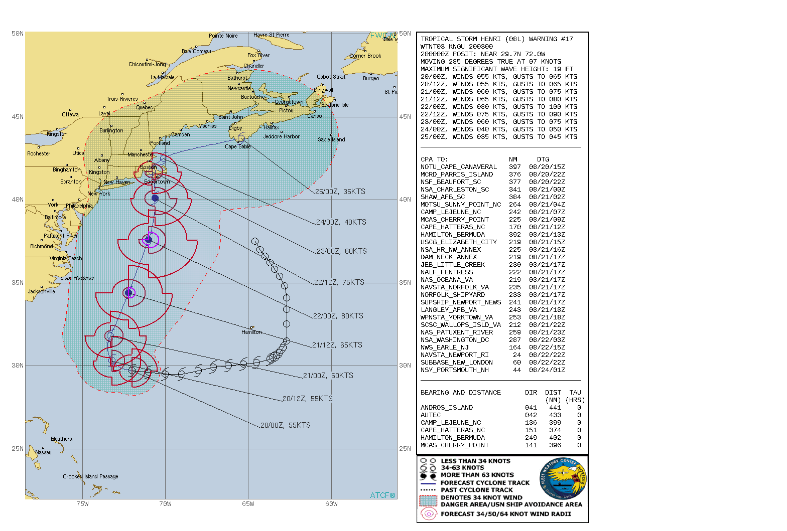 TS 08L(HENRI). WARNING 17 ISSUED AT 20/03UTC. CURRENT INTENSITY IS 55KNOTS AND IS FORECAST TO PEAK AT 80KNOTS/CAT 1 BY 22/00UTC. TS 08L(HENRI). WARNING 17 ISSUED AT 20/03UTC. CURRENT INTENSITY IS 55KNOTS AND IS FORECAST TO PEAK AT 80KNOTS/CAT 1 BY 22/00UTC.