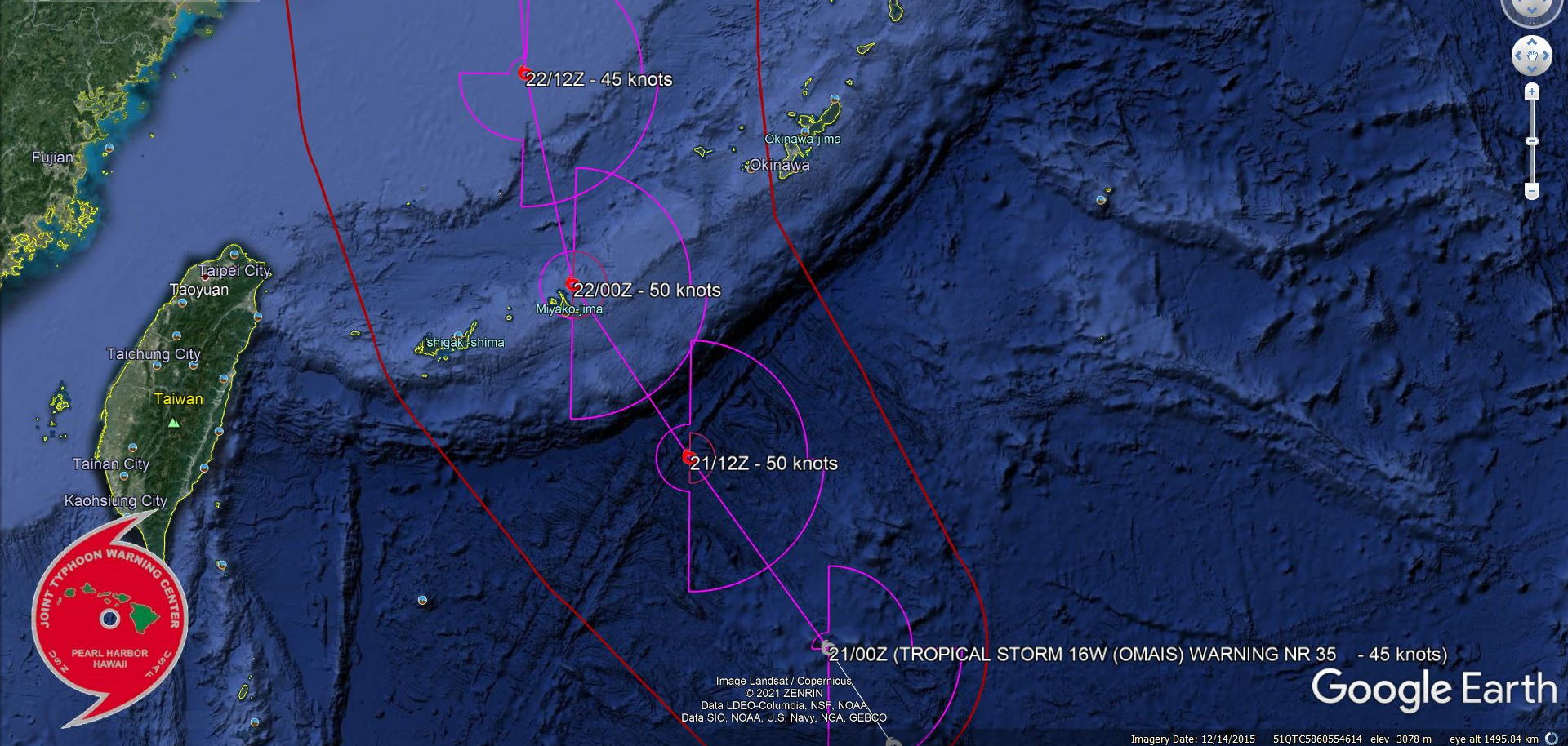 TS 16W(OMAIS). FORECAST TRACK AND INTENSITY NEXT 36HOURS.