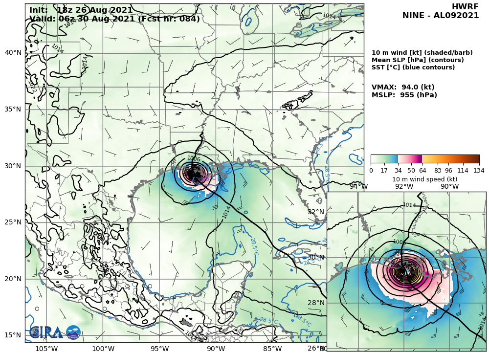 TS 09L(IDA). HWRF GUIDANCE. 94KNOTS AT +84H.