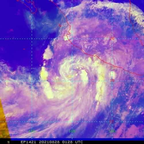 TS 14E(NORA). MUCH BETTER CLOUD PATTERN RECENTLY.