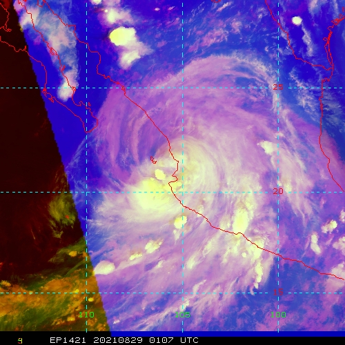 14E. DEGRADED CLOUD PATTERN DUE TO THE LANDFALL BUT THE CENTER IS STILL WELL DEFINED.