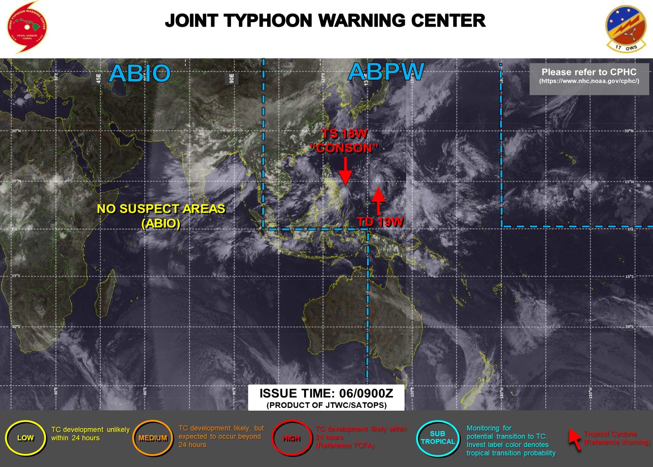 JTWC ARE NOW ISSUING 6HOURLY WARNINGS AND 3HOURLY SATELLITE BULLETINS ON 18W AND 19W.