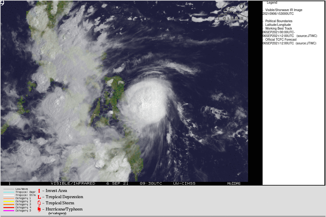 TS 18W(CONSON). SATELLITE ANALYSIS, INITIAL POSITION AND INTENSITY DISCUSSION: ANIMATED ENHANCED INFRARED (EIR) SATELLITE IMAGERY DEPICTS THE DEEP CONVECTION OVER THE SOUTHEAST QUADRANT OF THE CIRCULATION EXPANDING TO THE ENTIRE EASTERN SEMICIRCLE AS THE SYSTEM MAKES LANDFALL OVER SAMAR. THE INITIAL POSITION IS BASED ON THE PGTW POSITION FIX AND AN EXTRAPOLATION FROM A 060855Z 37GHZ GMI IMAGE SHOWING A MICROWAVE EYE. THE INITIAL INTENSITY OF 55 KNOTS IS BASED ON MULTI-AGENCY DVORAK INTENSITY ESTIMATES.
