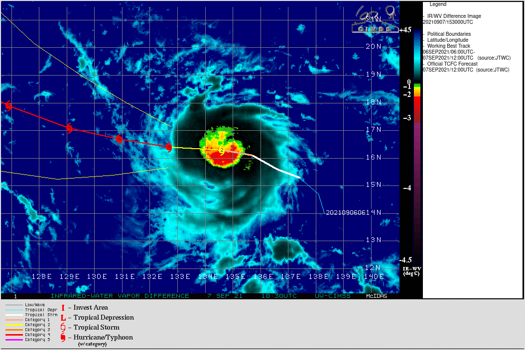TY 19W(CHANTHU). THE TYPHOON HAS BEEN INTENSIFYING VERY RAPIDLY FOR THE PAST 6HOURS. THE ESTIMATED INTENSITY WAS 85KNOTS/CAT 2 AT 07/12UTC AND IS NOW AT 125KNOTS/CAT 4 AT 07/18UTC.