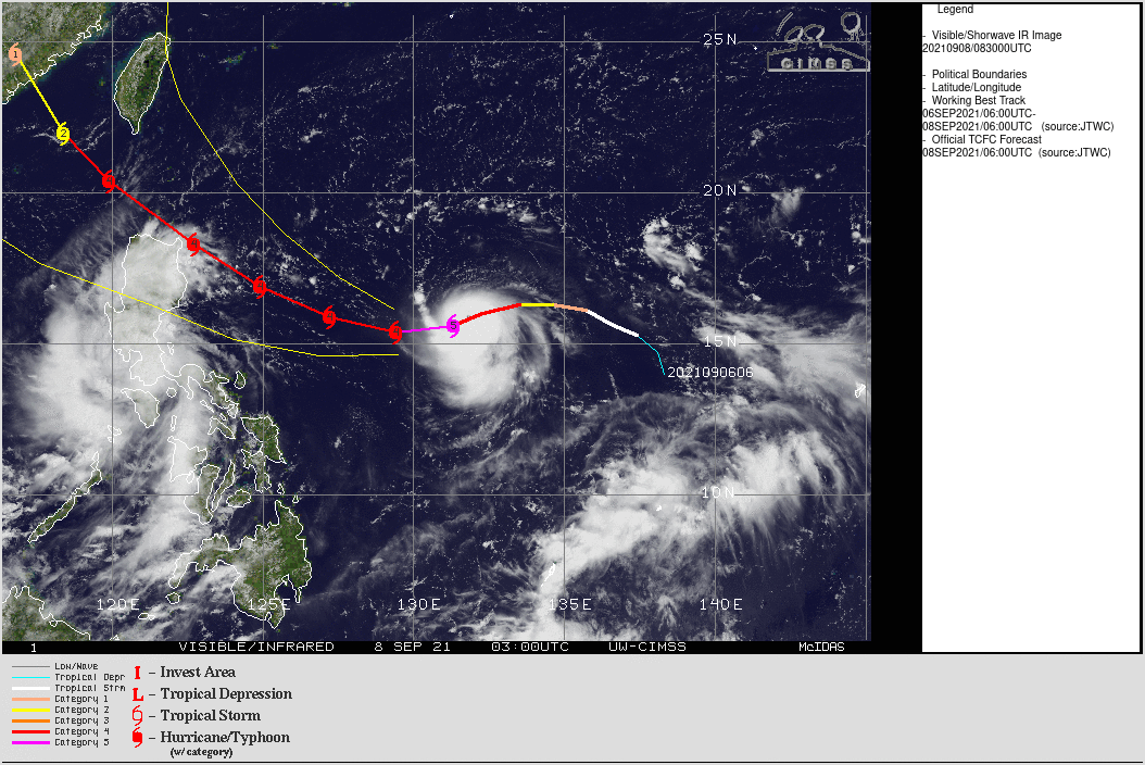 Western Pacific: Super Typhoon 19W(CHANTHU) reaches CAT 5, 2nd in 2021 after 02W(SURIGAE) in April, 08/09utc update