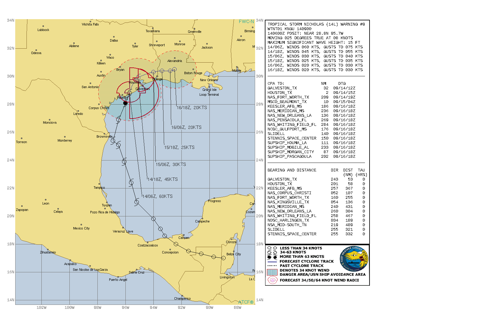 ATLANTIC. TS 14L(NICHOLAS). WARNING 9 ISSUED AT 14/09UTC.