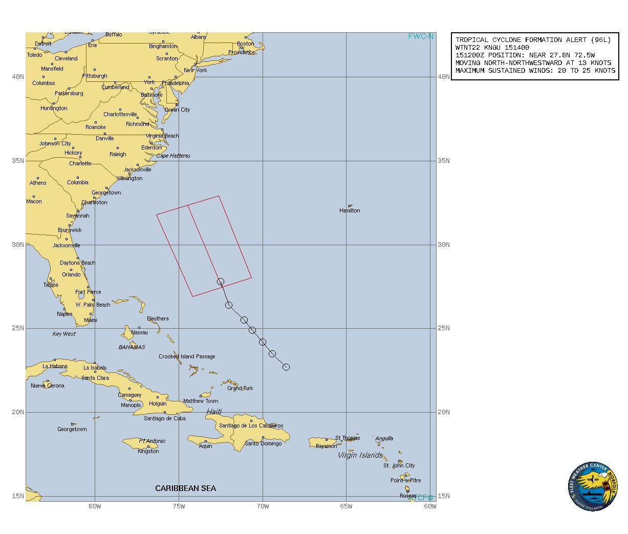 INVEST 96L. TROPICAL CYCLONE FORMATION ALERT ISSUED AT 15/14UTC.