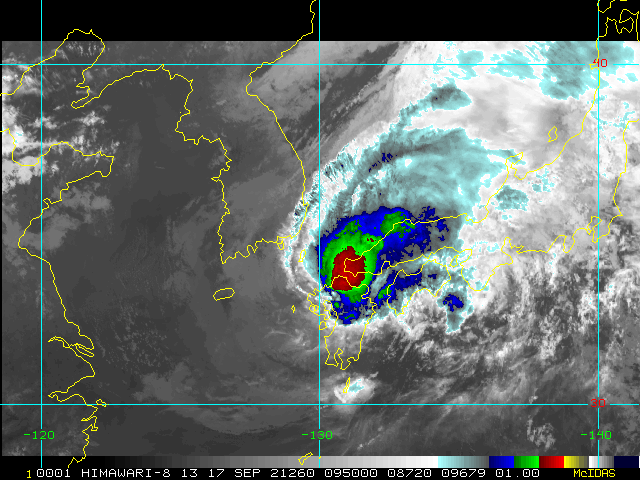 TS 19W(CHANTHU).SATELLITE ANALYSIS, INITIAL POSITION AND INTENSITY DISCUSSION: ANIMATED MULTISPECTRAL SATELLITE IMAGERY (MSI) AND ANIMATED JMA RADAR DATA INDICATE THE SYSTEM WAS CROSSING JUST OFFSHORE OF IKITSUKI-SHIMA AT THE 0600Z HOUR HAD NOT YET MADE LANDFALL. ANIMATED MULTISPECTRAL SATELLITE IMAGERY (MSI) DEPICTED A PARTIALLY EXPOSED LOW LEVEL CIRCULATION CENTER (LLCC) WITH SHEARED, FLARING CONVECTION TO THE NORTHEAST. THE INITIAL POSITION IS PLACED WITH HIGH CONFIDENCE BASED ON THE PARTIALLY EXPOSED LLCC AND THE RADAR DATA. THE INITIAL INTENSITY HAS BEEN LOWERED TO 40 KNOTS WITH HIGH CONFIDENCE BASED ON A COMBINATION OF FACTORS. AGENCY CURRENT INTENSITY ESTIMATES RANGE BETWEEN T2.5-T3.0 (35-45 KNOTS), WHILE ADT WAS A PALTRY 32 KNOTS AND SATCON WAS 39 KNOTS, PLACING THE INITIAL INTENSITY SQUARELY IN THE AVERAGE OF THESE DATA. ADDITIONALLY, SURFACE OBSERVATIONS FROM THE REGION AT 0600Z SHOWED PRESSURES BETWEEN 994-997MB, WHICH WOULD SUPPORT A 40 KNOT SYSTEM. LASTLY, WIND READINGS FROM NAGASAKI WERE 41 KNOTS SUSTAINED WITH GUSTS TO 60 KNOTS, 29 KNOTS GUSTING TO 40 KNOTS AT SAGA AND 28 KNOTS GUSTING TO 40 KNOTS AT SASEBO. THE SYSTEM IS MOVING THROUGH AN INCREASINGLY HOSTILE ENVIRONMENT, WITH MODERATE AND INCREASING WESTERLY SHEAR OFFSETTING STRONG POLEWARD OUTFLOW.