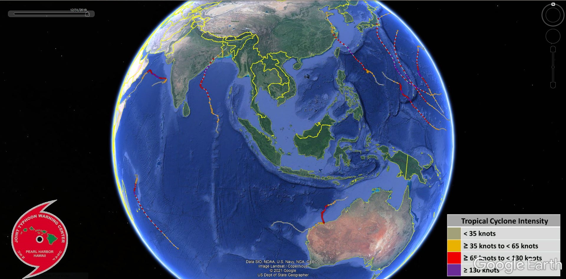 WESTERN PACIFIC AND NORTH INDIAN: 2019 CALENDAR YEAR. SOUTHERN HEMISPHERE: JULY 01 2018 TO JUNE 30 2019.