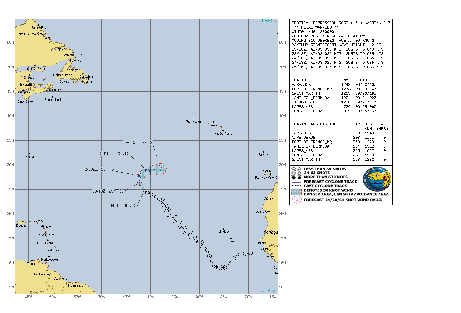 TD 17L(ROSE). WARNING 17/FINAL ISSUED AT 23/09UTC.