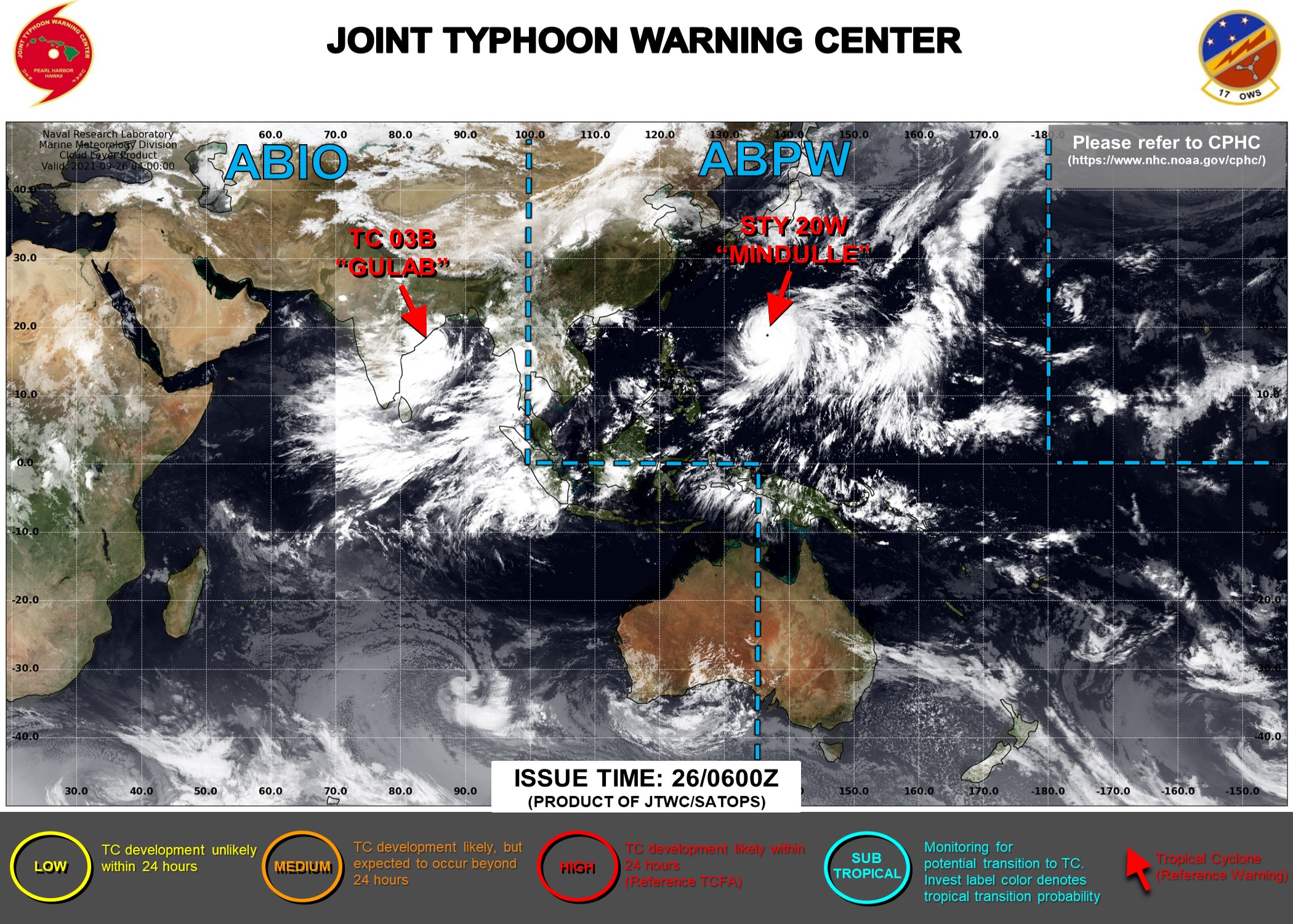 JTWC IS ISSUING 6HOURLY WARNINGS AND 3HOURLY SATELLITE BULLEINTS ON BOTH 20W AND 03B.