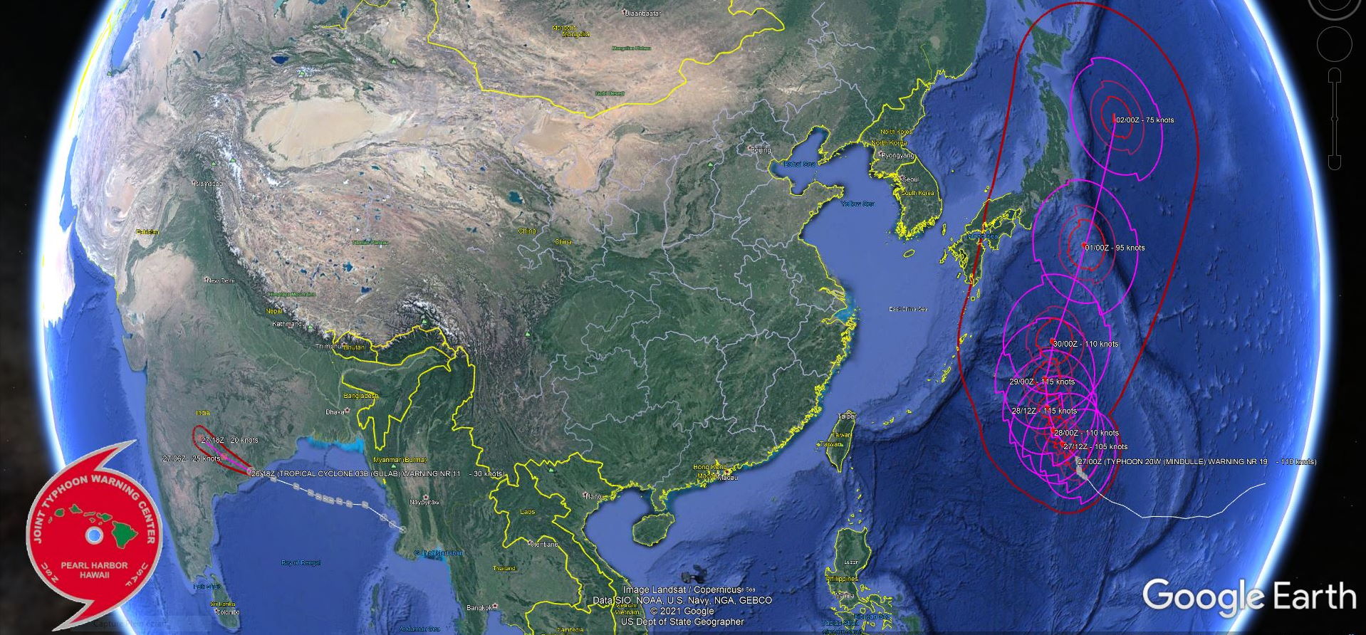 JTWC IS ISSUING 6HOURLY WARNINGS ON 20W. 6HOURLY WARNINGS WERE DISCONTINUED ON 03B AT 26/21UTC. 3HOURLY SATELLITE BULLETINS ARE STILL ISSUED FOR BOTH SYSTEMS.