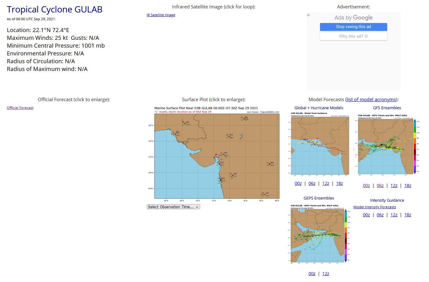 AN AREA OF CONVECTION (RMNTS 03B) HAS PERSISTED NEAR 20.3N  76.7E, APPROXIMATELY 130 KM EAST-NORTHEAST OF MUMBAI. THE REMNANTS OF  03B CONTINUE TO TRAVEL WEST ACROSS THE INDIAN SUBCONTINENT THROUGH  AN AREA OF LOW (10-15 KTS) VERTICAL WIND SHEAR (VWS) AND ROBUST  EQUATORWARD OUTFLOW. SURFACE OBSERVATIONS INDICATE WEAK LOW LEVEL  TURNING ON THE NORTHEAST SIDE OF AN AREA DEEP CONVECTION. NUMERICAL  MODELS ARE IN GOOD AGREEMENT THAT THE REMNANTS OF 03B WILL  CONSOLIDATE AND INTENSIFY AS IT MOVES INTO THE NORTH ARABIAN SEA IN  THE NEXT FEW DAYS. MAXIMUM SUSTAINED SURFACE WINDS ARE ESTIMATED AT  15 TO 20 KNOTS. MINIMUM SEA LEVEL PRESSURE IS ESTIMATED TO BE NEAR  1002 MB. THE POTENTIAL FOR THE DEVELOPMENT OF A SIGNIFICANT TROPICAL  CYCLONE WITHIN THE NEXT 24 HOURS IS LOW.