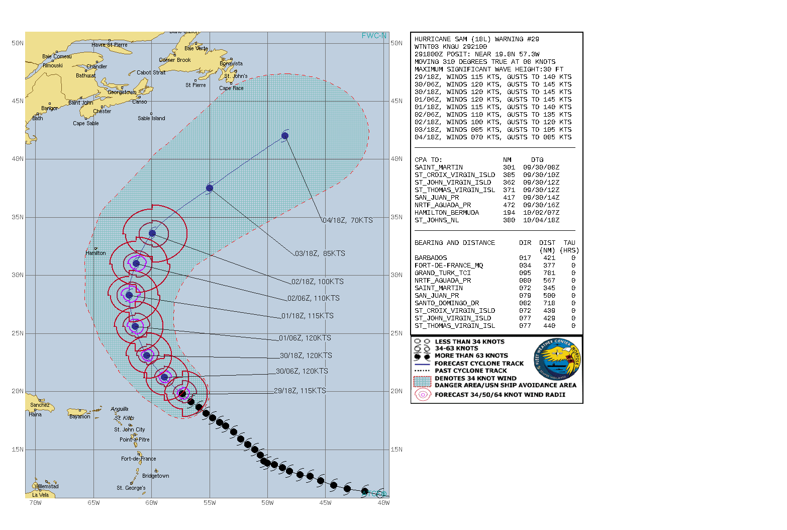 CURRENT INTENSITY IS 115KNOTS/CAT4 AND IS FORECAST TO PEAK AT 120KNOTS WITHIN THE NEXT 24H.