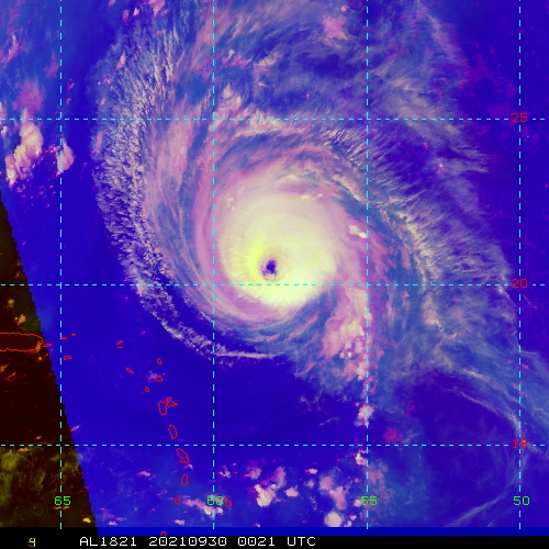 HU 18L(SAM). NHC/MIAMI WROTE: "Sam remains a formidable hurricane, with a well-organized  cloud pattern on satellite imagery.  The 25 n mi wide eye is  surrounded by a fairly symmetric pattern of deep convective cloud  tops, and the upper-level outflow pattern is very well defined.  An  Air Force Reserve Unit Hurricane Hunter aircraft investigated the  system and found peak 700-mb flight level winds of 133 kt, and a highest unflagged SFMR-observed surface wind of 125 kt.  Based on  these observations, the advisory intensity is kept at 125 kt.   Measurements from the aircraft also showed that the central  pressure remains quite low, near 938 mb.  Sam will continue to traverse waters of high oceanic heat content  for another 12-18 hours, and the shear should remain fairly low for  the next few days.  Therefore, some intensification could still  occur overnight.  In any event, the system is expected to maintain  major hurricane status for the next 36-48 hours."