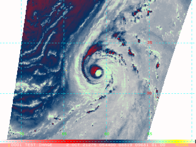 NHC/MIAMI WROTE:"The Air Force Reserve Hurricane Hunters conducted their final mission into Sam a few hours ago and found that the hurricane is still of category 4 intensity, but the maximum winds have decreased some.  The crew reported a peak 700-mb flight-level wind of 130 kt (equating to surface winds of 115-120 kt) and unflagged SFMR winds of 110-115 kt.  Based on these wind data, Sam's intensity is now estimated to be 115 kt.  This value is at the upper end of the  latest satellite estimates, which range from 100-115 kt.  The  hurricane's central pressure has also risen to 945 mb."