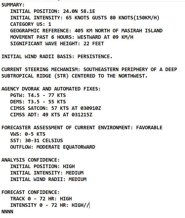 North Indian Ocean/Arabian Sea: TC 03B(SHAHEEN-GULAB) CAT 1 making landfall apprx 90km West of Muscat/Oman 