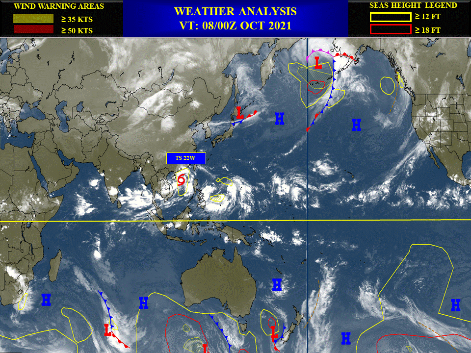 Western Pacific: TS 22W(LIONROCK) making landfall over Hainan/ busy too with 3 Invest areas East of the Philippines, 08/03utc