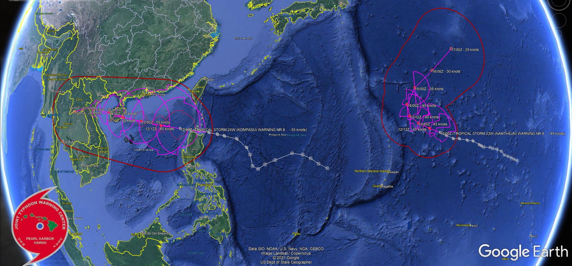 TS 24W(KOMPASU) peaking near Typhoon intensity by 12hours/23W(NAMTHEUN) battling wind shear//TS 16E(PAMELA) set to reach CAT 2 within 36h,12/04utc TS 24W(KOMPASU) peaking near Typhoon intensity by 12hours/23W(NAMTHEUN) battling wind shear//TS 16E(PAMELA) set to reach CAT 2 within 36h,12/04utc